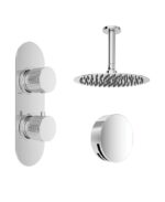 ALITA Knurled Bath Set 4 & Ceiling Mounted Fixed Head Chrome