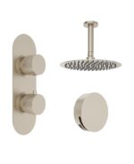 ALITA Knurled Bath Set 4 & Ceiling Mounted Fixed Head Brushed Nickel
