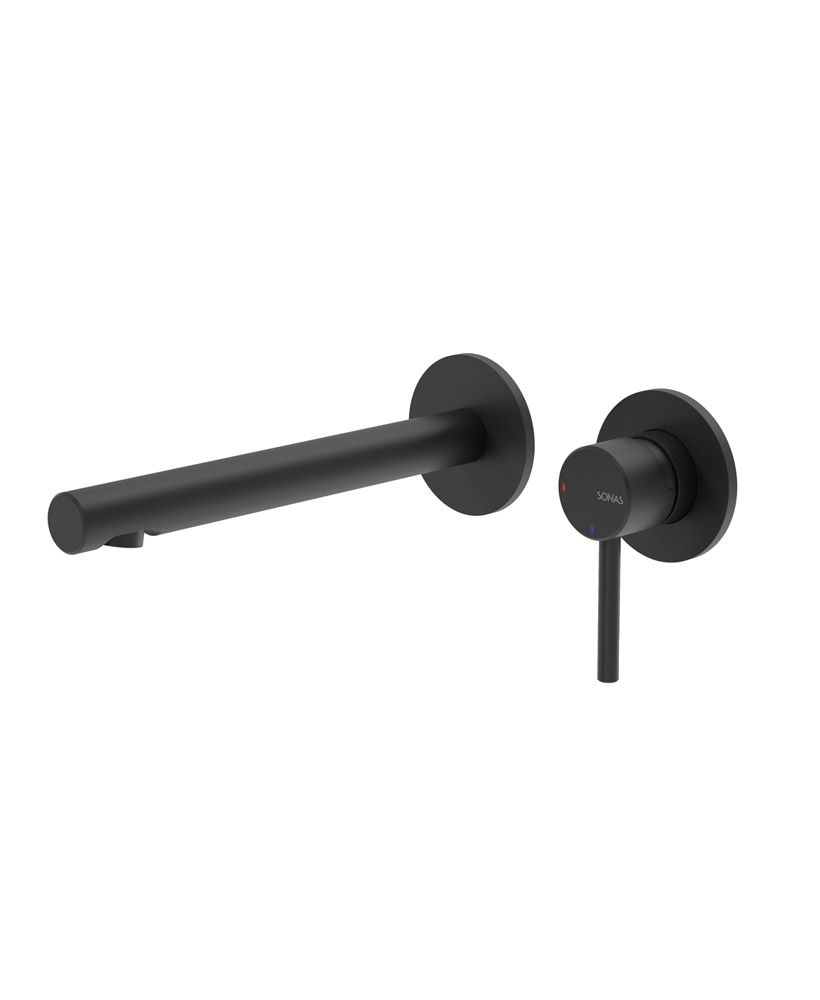 HAKK Wall Mounted Basin Mixer Matt Black HAKK Wall Mounted Basin Mixer Matt Black - Image 1