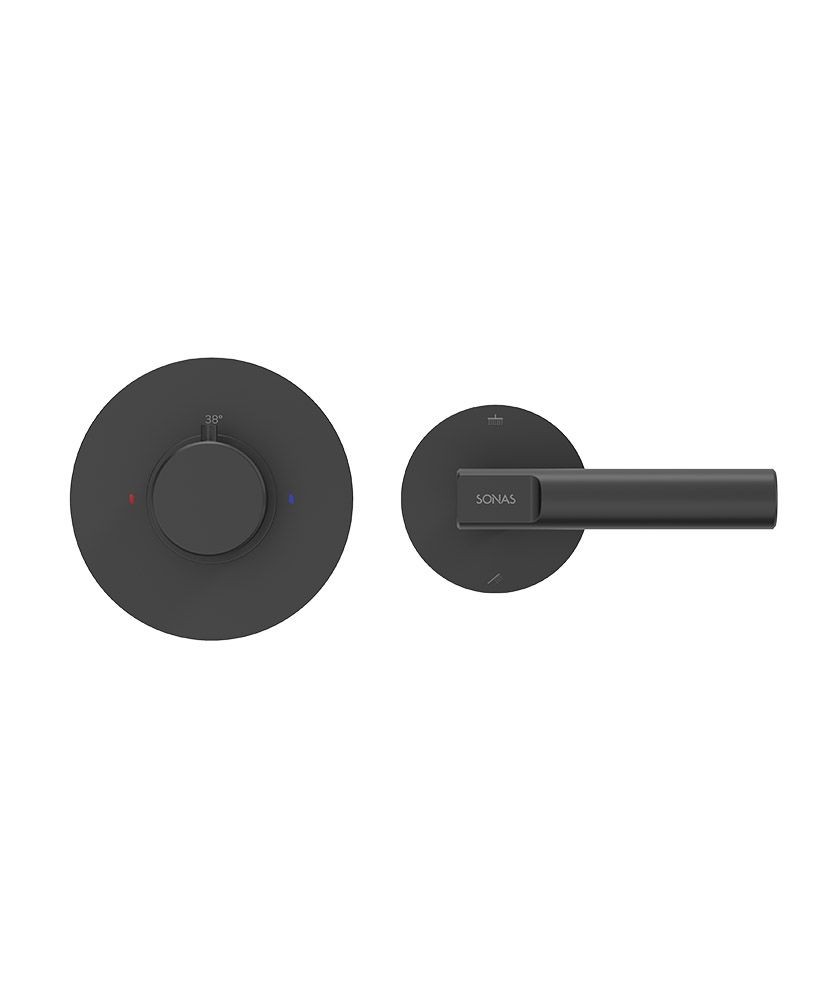 HAKK Concealed Thermostatic Shower Valve with Diverter Matt Black HAKK Concealed Thermostatic Shower Valve with Diverter Matt Black - Image 1