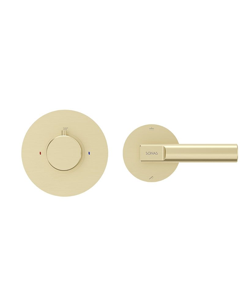 HAKK Concealed Thermostatic Shower Valve with Diverter Brushed Gold HAKK Concealed Thermostatic Shower Valve with Diverter Brushed Gold - Image 1