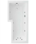 L SHAPE 1700x850mm Left Hand Single Ended 12 White Jet Whirlpool Bath & Panel White with Bath Screen Chrome
