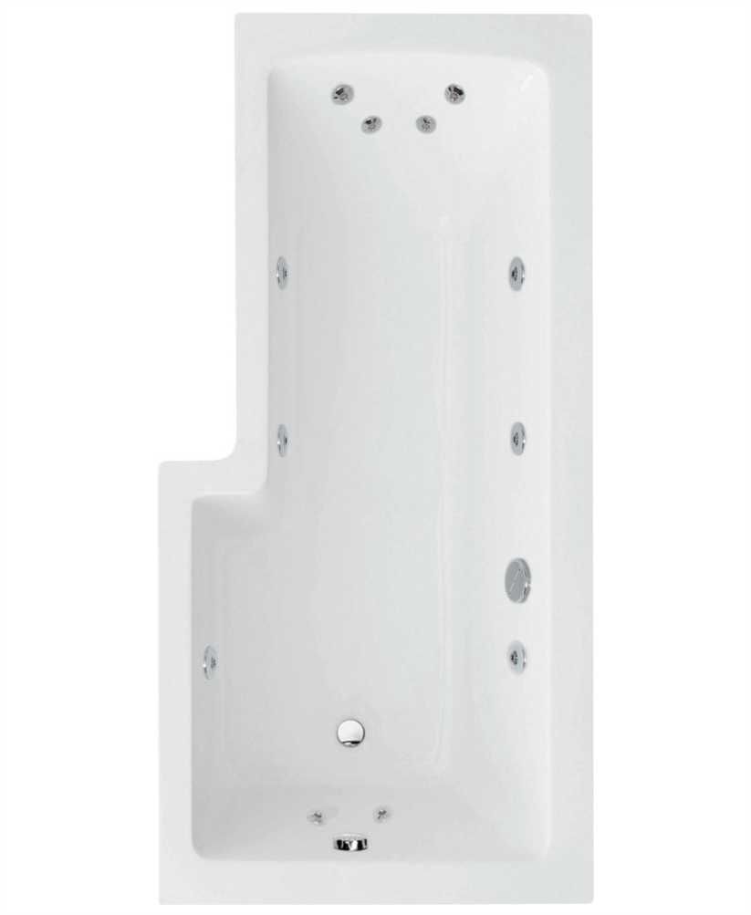 L SHAPE 1700x850mm Right Hand Single Ended 12 White Jet Whirlpool Bath & Panel White with Bath Screen Chrome L SHAPE 1700x850mm Right Hand Single Ended 12 White Jet Whirlpool Bath & Panel White with Bath Screen Chrome - Image 1