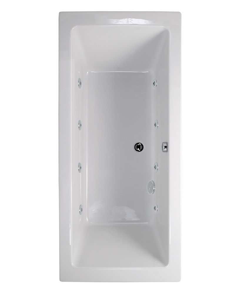 PACIFIC 1600x700mm Double Ended 8 White Jet Whirlpool Bath White PACIFIC Double Ended 8 White Jet Whirlpool Bath White - Image 1