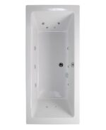 PACIFIC Double Ended 12 White Jet Whirlpool Bath White - 1700x700mm