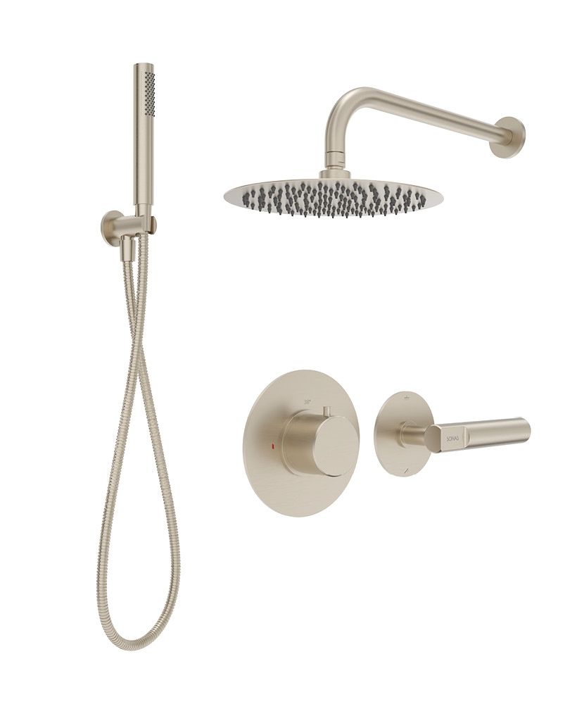 HAKK Thermostatic Shower Set 2 with Wall Arm Brushed Nickel HAKK Thermostatic Shower Set 2 with Wall Arm Brushed Nickel - Image 1