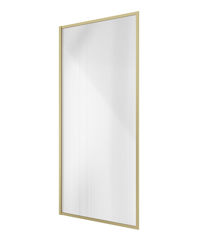 MIRAGE 800mm Brushed Gold Frame with Fluted Glass Fixed Bath Screen MIRAGE 800mm Brushed Gold Frame with Fluted Glass Fixed Bath Screen - Image 1