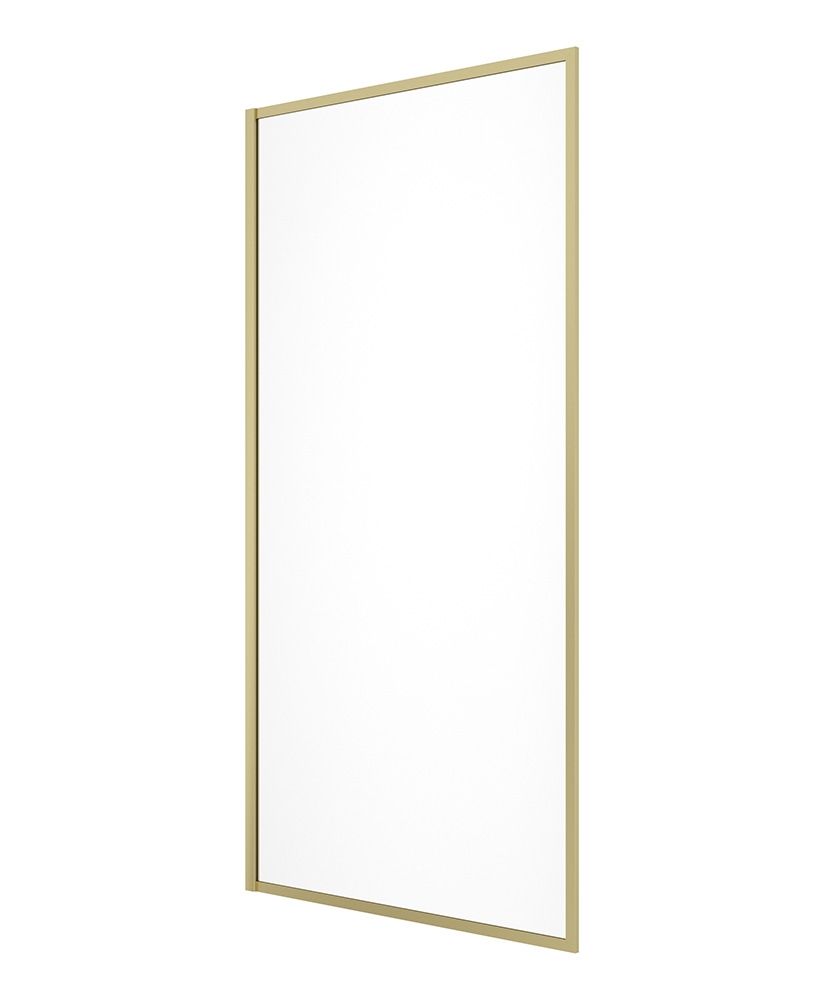 MIRAGE 800mm Brushed Gold Frame with Clear Glass Fixed Bath Screen MIRAGE 800mm Brushed Gold Frame with Clear Glass Fixed Bath Screen - Image 1