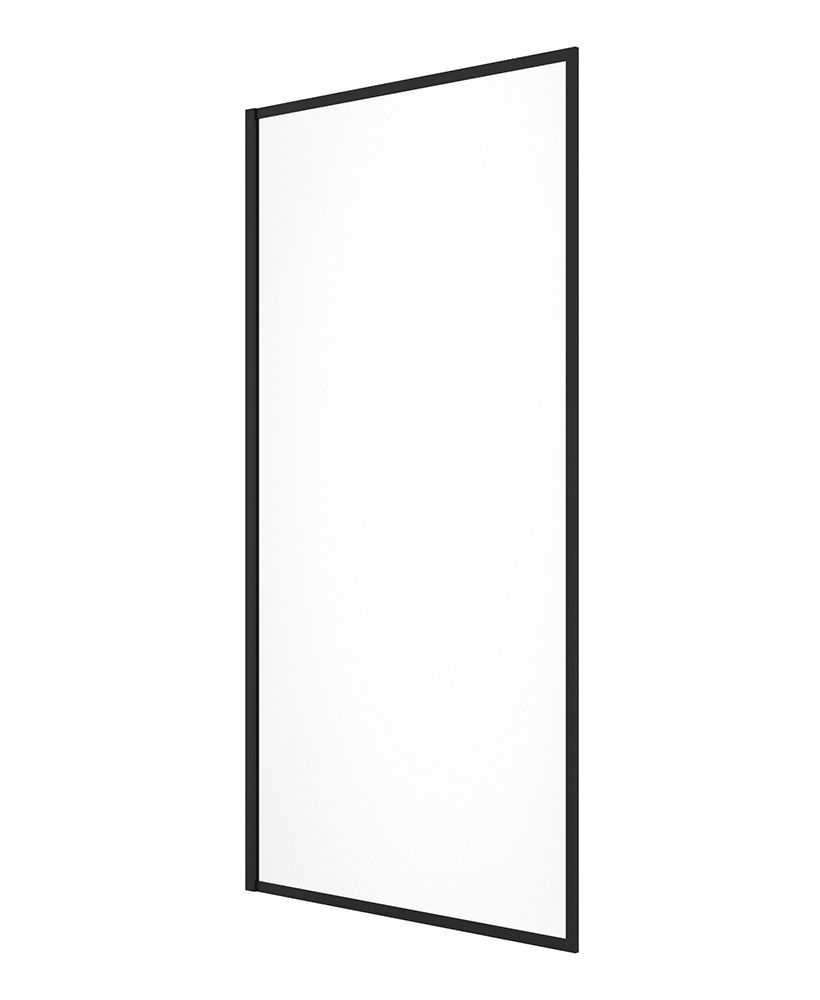MIRAGE 800mm Matt Black Frame with Clear Glass Fixed Bath Screen MIRAGE 800mm Matt Black Frame with Clear Glass Fixed Bath Screen - Image 1