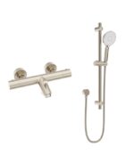 FORM Wall Mounted Thermostatic Bath Shower Mixer& Slide Rail Kit Brushes Nickel