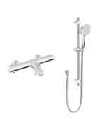 FORM Deck Mounted Thermostatic Bath Shower Mixer & Slide Rail Kit Chrome