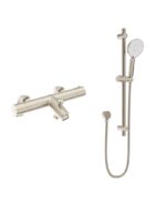 FORM Deck Mounted Thermostatic Bath Shower Mixer& Slide Rail Kit Brushed Nickel