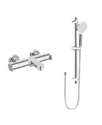URBAN Wall Mounted Thermostatic Bath Shower Mixer & Slide Rail Kit Chrome