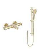 URBAN Wall Mounted Thermostatic Bath Shower Mixer & Slide Rail Kit Brushed Gold