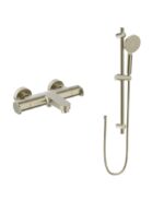 URBAN Wall Mounted Thermostatic Bath Shower Mixer & Slide Rail Kit Brushed Nickel