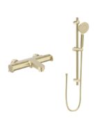URBAN Deck Mounted Thermostatic Bath Shower Mixer & Slide Rail Kit Brushed Gold