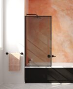 MIRAGE 800mm Matt Black Frame with Smoked Glass Fixed Bath Screen - Image 2