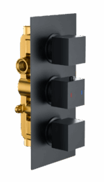 Square Triple Two Outlet - Black