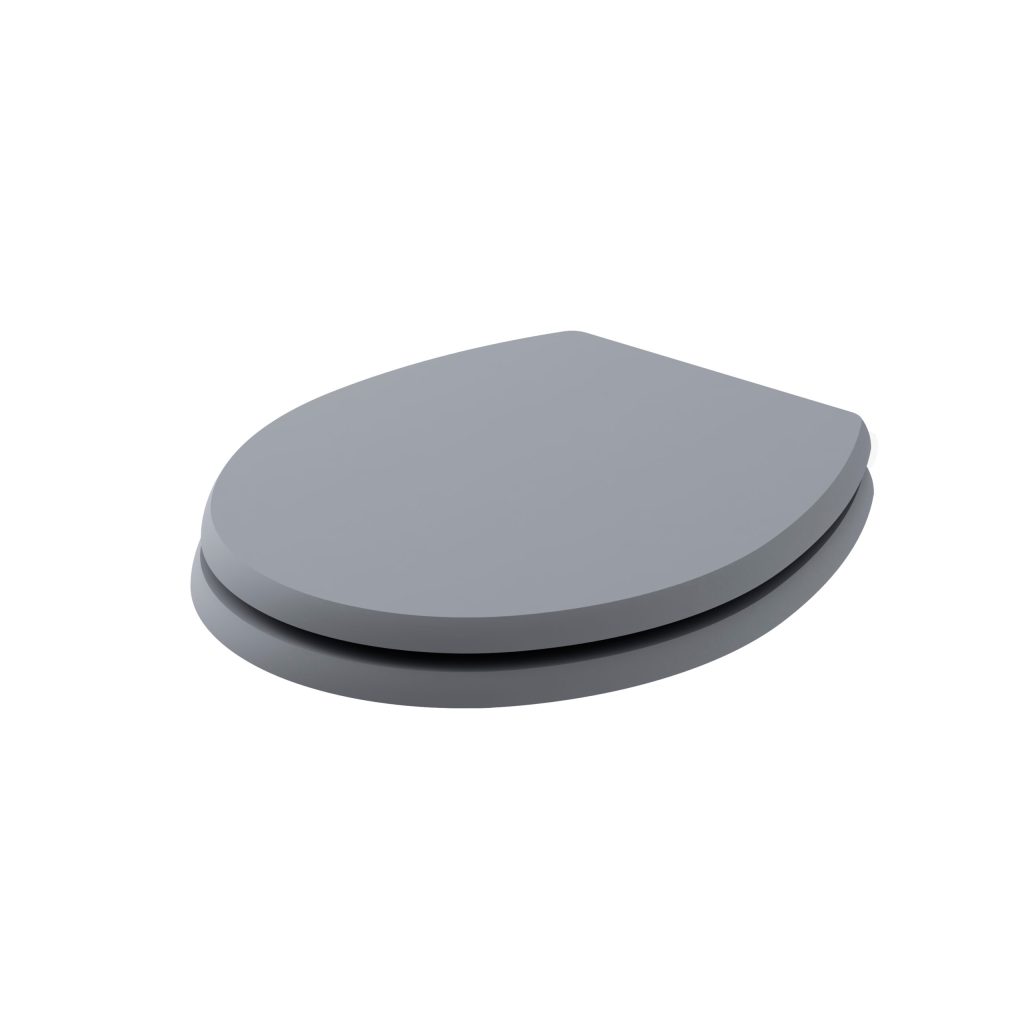 Fitzroy Traditional Round Wood Seat - Soft Close Chrome Hinge - Plummett Grey Fitzroy Traditional Round Wood Seat - Soft Close Chrome Hinge - Plummett Grey - Image 1