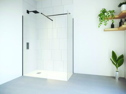 Casanuova Wet Room Black T-Piece For End Panel