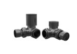 Corner  Radiator valves Gunmetal Grey
