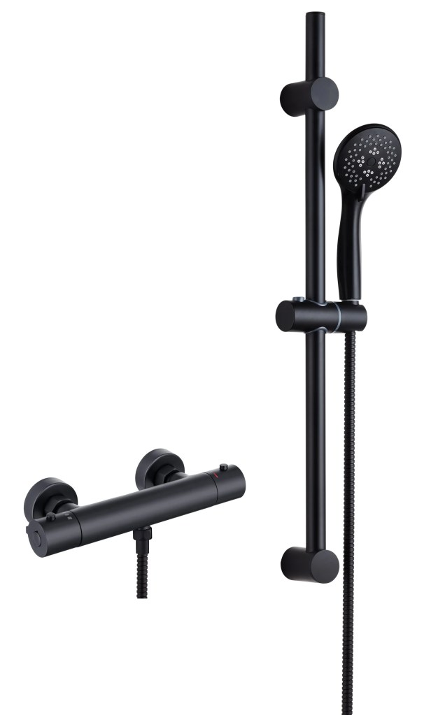 TMV2 BAR VALVE WITH SLIDE RAIL KIT MATT BLACK(incl Fix kit) TMV2 BAR VALVE WITH SLIDE RAIL KIT MATT BLACK(incl Fix kit) - Image 1