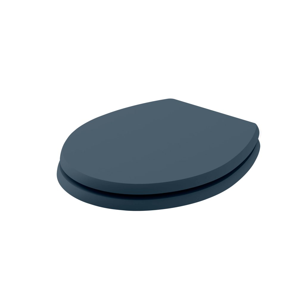 Fitzroy Traditional Round Wood Seat - Soft Close Chrome Hinge - Stiffkey Blue Fitzroy Traditional Round Wood Seat - Soft Close Chrome Hinge - Stiffkey Blue - Image 1