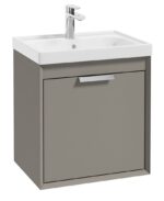FJORD Wall Hung 50cm Two Drawer Vanity Unit - Brushed Chrome, Matt Khaki