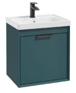 FJORD Wall Hung 50cm Two Drawer Vanity Unit - Matt Black, Matt Ocean Blue