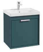 FJORD Wall Hung 50cm Two Drawer Vanity Unit - Brushed Chrome, Matt Ocean Blue