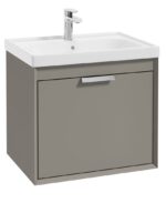 FJORD Wall Hung 60cm Two Drawer Vanity Unit - Brushed Chrome, Matt Khaki