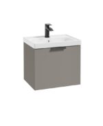 STOCKHOLM Wall Hung 50cm Single Drawer Vanity Unit - Matt Black, Matt Khaki