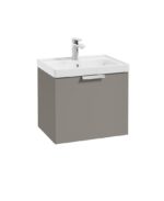 STOCKHOLM Wall Hung 50cm Single Drawer Vanity Unit - Brushed Chrome, Matt Khaki