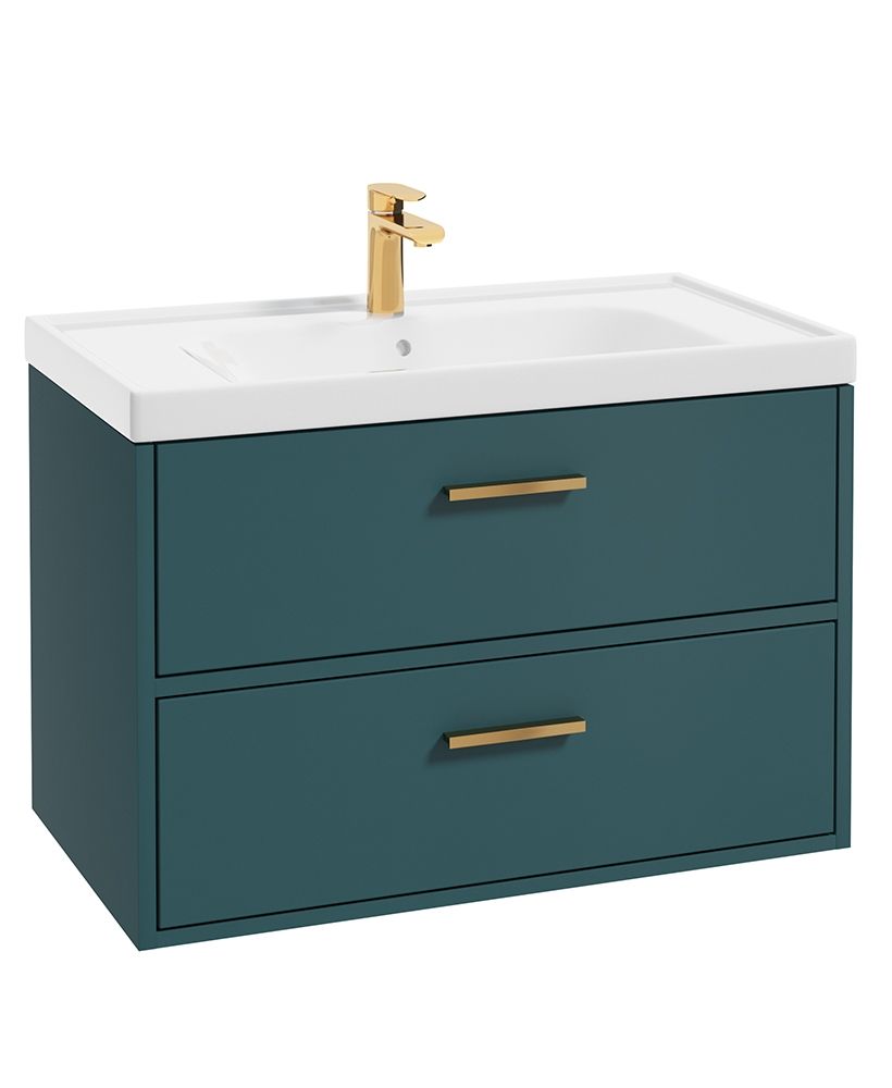1673363453_gfin80ob-1 FINLAND Wall Hung 80cm Two Drawer Vanity Unit - Image 1