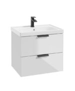 STOCKHOLM Wall Hung 60cm Two Drawer Vanity Unit - Matt Black, Gloss White
