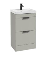 STOCKHOLM Floorstanding 50cm Two Drawer Vanity Unit - Matt Black, Matt Arctic Grey