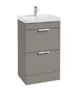 STOCKHOLM Floorstanding 50cm Two Drawer Vanity Unit - Brushed Chrome, Matt Khaki