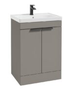 STOCKHOLM Floorstanding 60cm Two Door Vanity Unit - Matt Black, Matt Khaki