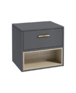 MALMO Wall Hung 60cm Single Drawer Countertop Vanity Unit - Gold, Matt Midnight Grey