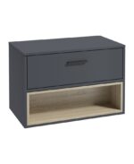 MALMO Wall Hung 80cm Single Drawer Countertop Vanity Unit - Black, Matt Night Sky Blue