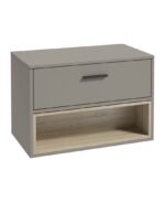 MALMO Wall Hung 80cm Single Drawer Countertop Vanity Unit - Black, Matt Khaki