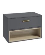 MALMO Wall Hung 80cm Single Drawer Countertop Vanity Unit - Gold, Matt Midnight Grey