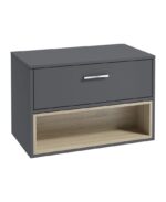 MALMO Wall Hung 80cm Single Drawer Countertop Vanity Unit - Chrome, Matt Midnight Grey