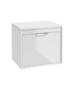 FJORD Wall Hung 60cm Two Drawer Countertop Vanity Unit - Brushed Chrome, Gloss White