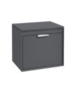 FJORD Wall Hung 60cm Two Drawer Countertop Vanity Unit - Brushed Chrome, Matt Midnight Grey