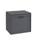 FJORD Wall Hung 60cm Two Drawer Countertop Vanity Unit - Matt Black, Matt Midnight Grey