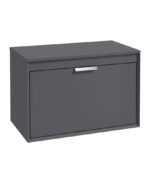 FJORD Wall Hung 80cm Two Drawer Countertop Vanity Unit - Brushed Chrome, Matt Midnight Grey