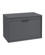 FJORD Wall Hung 80cm Two Drawer Countertop Vanity Unit - Matt Black, Matt Midnight Grey