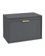FJORD Wall Hung 80cm Two Drawer Countertop Vanity Unit - Brushed Gold, Matt Midnight Grey