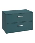 FINLAND Wall Hung 80cm Two Drawer Countertop Vanity Unit - Chrome, Matt Ocean Blue